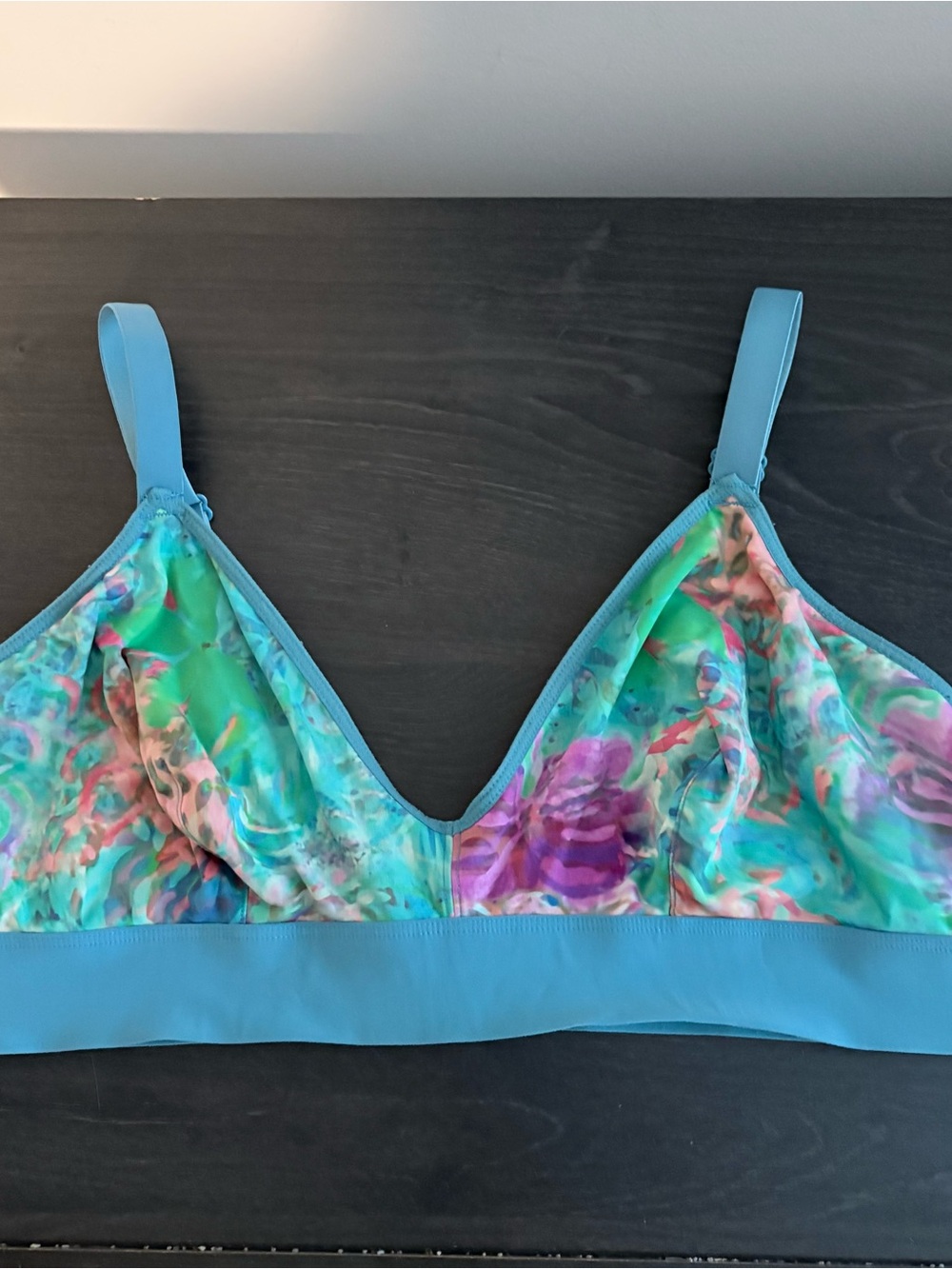 Wireless Floral Bralette - Aqua Multi